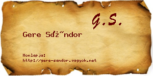 Gere Sándor névjegykártya